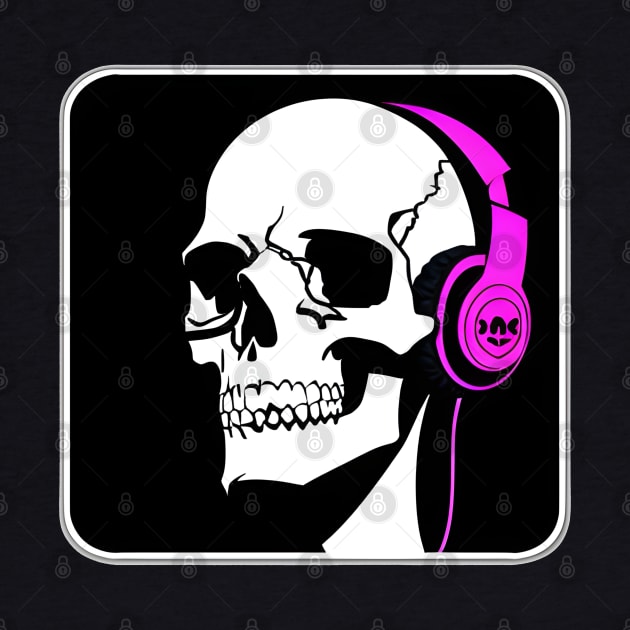 Skull With Headphones, Pink, Violet| Listening Music by General Corner